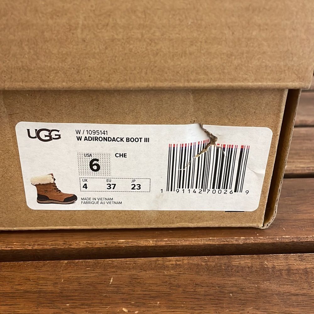 UGG Adirondack III Boots Chestnut USA Women Size 6/UK 4/EU 37 - Picture 14 of 14